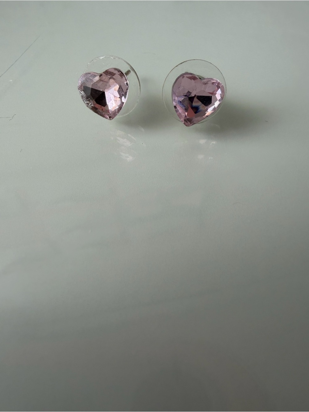 Heart-Shaped Pink Crystal Stud Earrings